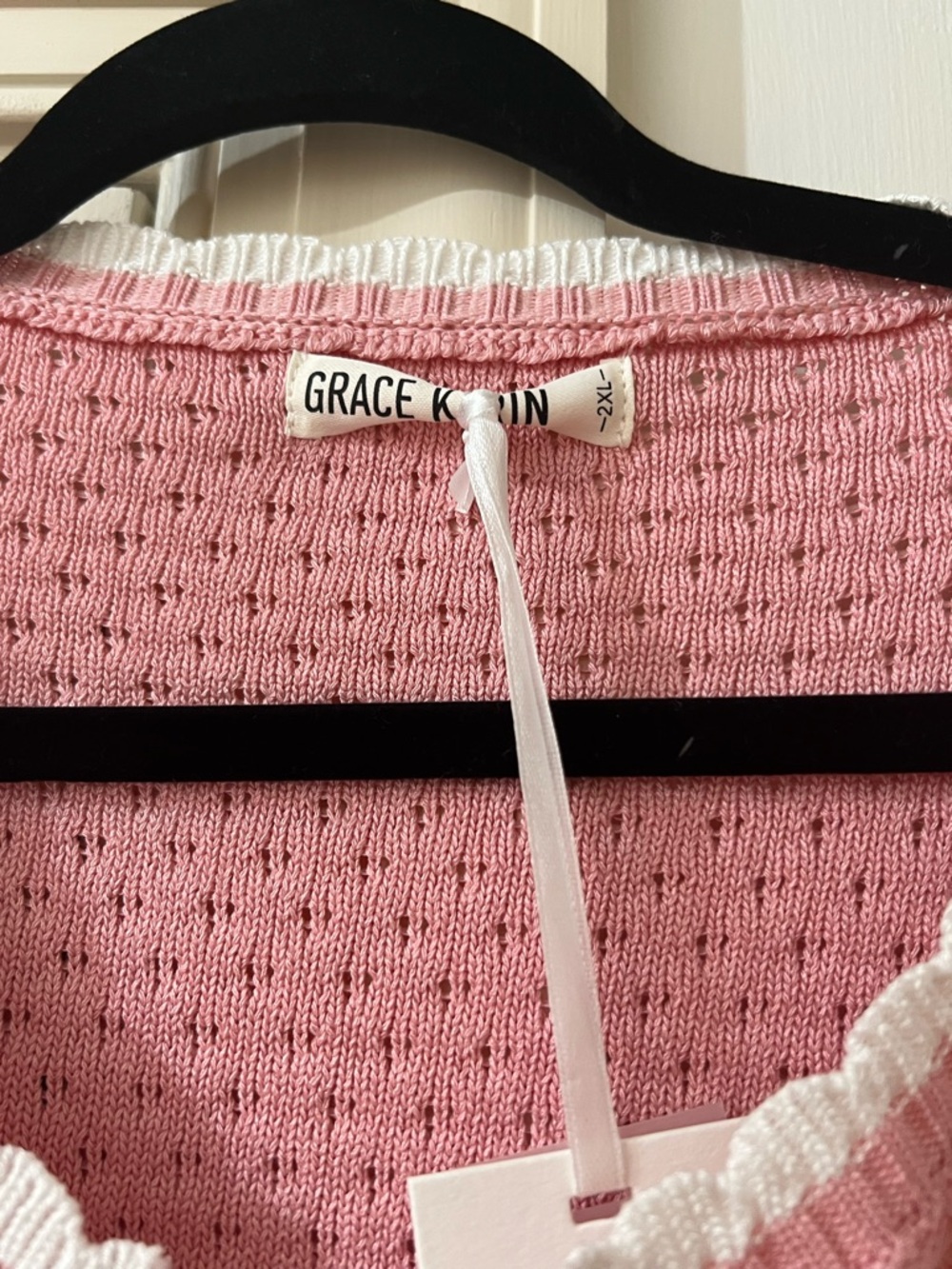 Grace Karin Pink Knit Tie-Front Short Sleeve Cardigan - Picture 3 of 10
